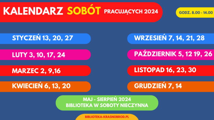 Read more about the article Kalendarz sobót pracujących w roku 2024